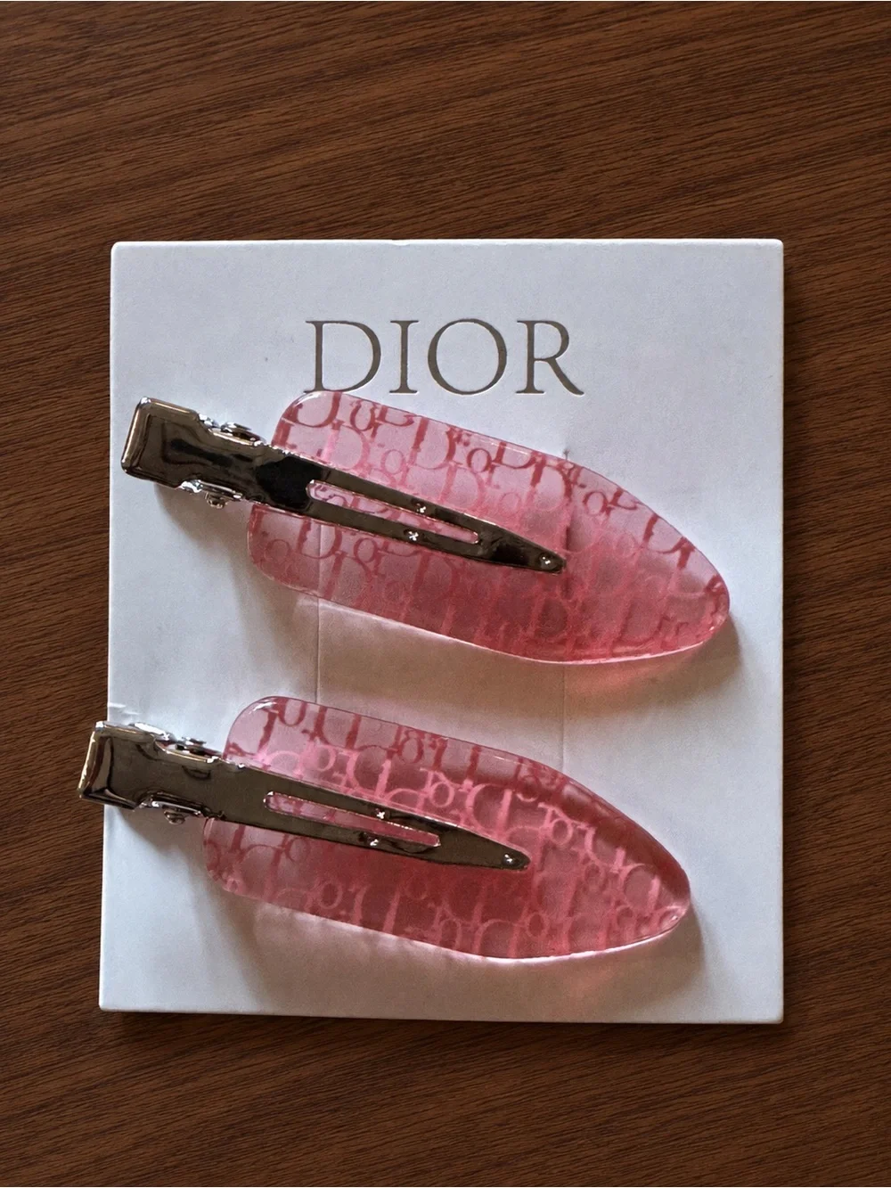 Dior Pink Monogram Resin Snap Hair Clips